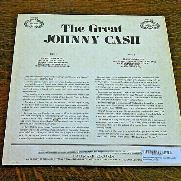 Vinyl Record Johnny Cash Great Country Music Man In Black Hallmark Album 1970 - Picture 15 of 16